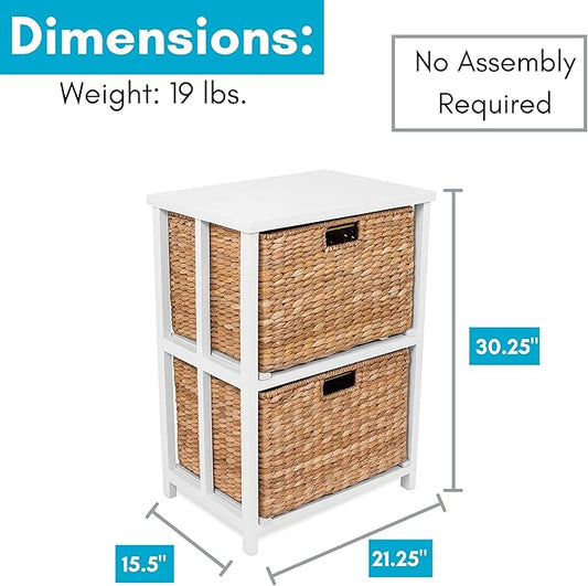 BIRDROCK HOME Havana 2 Tiered File Cubby with Wood top (Natural)