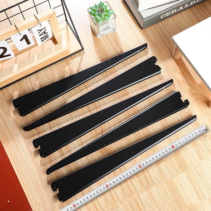 20 Pcs Adjustable Shelf Brackets for Double Track System Closet Organization Heavy Duty Wire Shelf Brackets(Black,16.5 Inch)