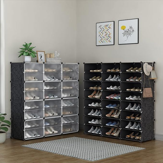 HOMIDEC Shoe Rack Organizer, 8 Tier Shoe Storage Cabinet 48 Pair Plastic Shoe Organizer Shelves for Closet Hallway Bedroom Entryway