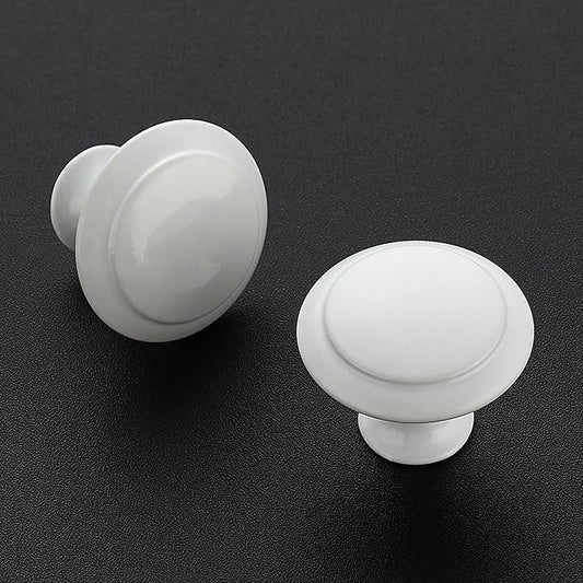 JOY DECOR 10 Pack White Cabinet Drawer Hardware 30mm Kitchen Cabinet Knobs Drawer Pulls with Installation Screws for Dressers Kitchens Cupboard