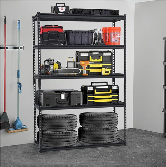 48" Heavy Duty Garage Shelving Unit, Adjustable 5-Tier Metal Storage Rack, Freestanding Utility Shelf, 48"w x 18"d x 72"h