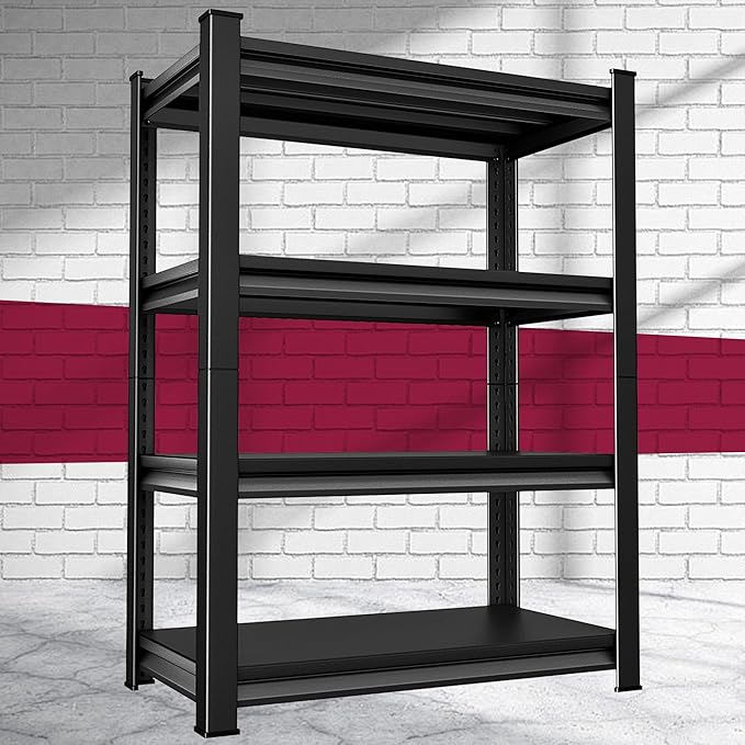 36''W Garage Shelves Heavy Duty - 1,480Lbs Steel Metal Adjustable Utility Storage Shelving Rack Units 36" W x 16" D x 66" H 4 Tier Black