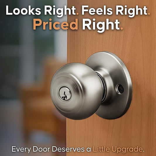 Copper Creek CK2040PS Colonial Door Knob, Keyed Entry Function, 1 Pack, Polished Stainless