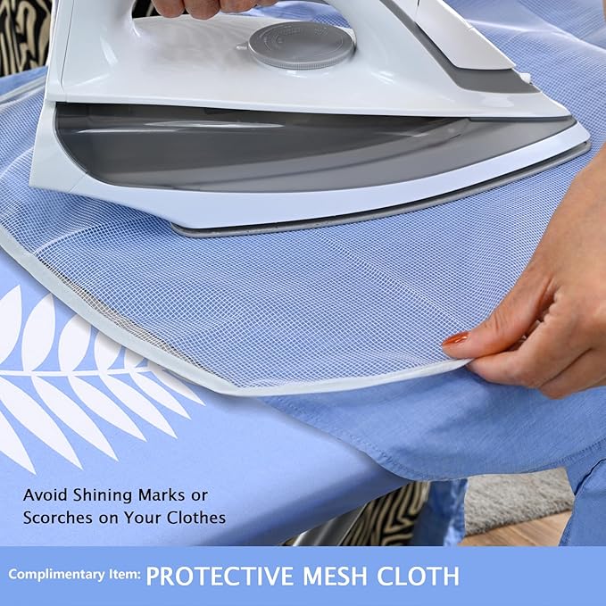 SheeChung Ironing Board Cover and Pad 15 x 49 Inch,Iron Board Cover with Elastic Edge & Adjustable Fastener,4 Layers Covers Resist Scorching and Staining Extra Thick Padding
