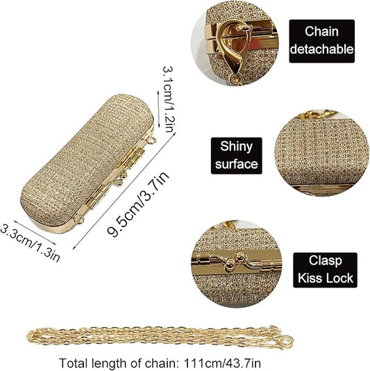 MIAO JIN Mini Crystal Lipstick Case Bling Rhinestone Cosmetic Storage bag with Metal chain Lipstick Storage Holder Makeup jewelry case