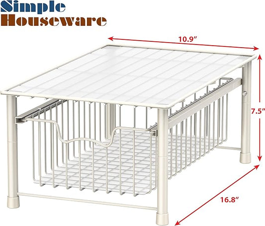 Simple Houseware Stackable Basket Drawer, White