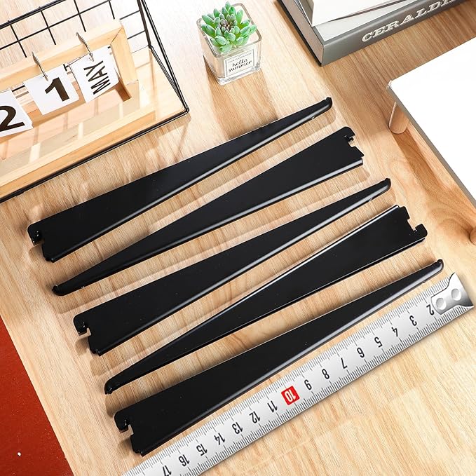 20 Pcs Adjustable Shelf Brackets for Double Track System Closet Organization Heavy Duty Wire Shelf Brackets(Black,7 Inch)