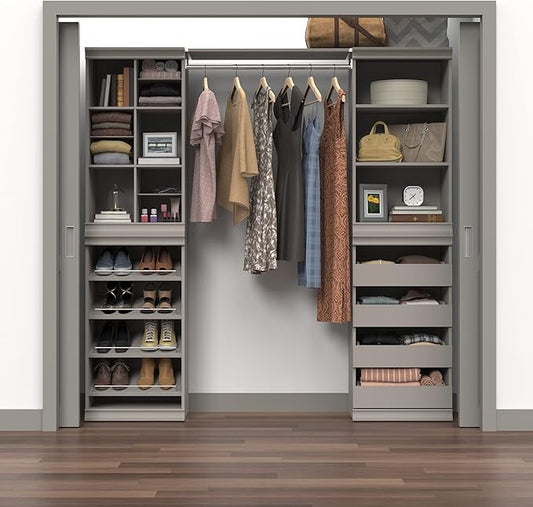 ClosetMaid Modular Storage Shelf Unit with Angled Shoe Shelves, Taupe