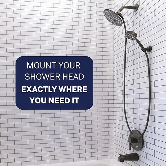 HammerHead Showers Solid Metal Handheld Showerhead Holder Wall Mount, Adjustable Screw-Mounted Pivot Ball, Shower Hose Holder, Fits Most Handheld Showerheads, Matte Black