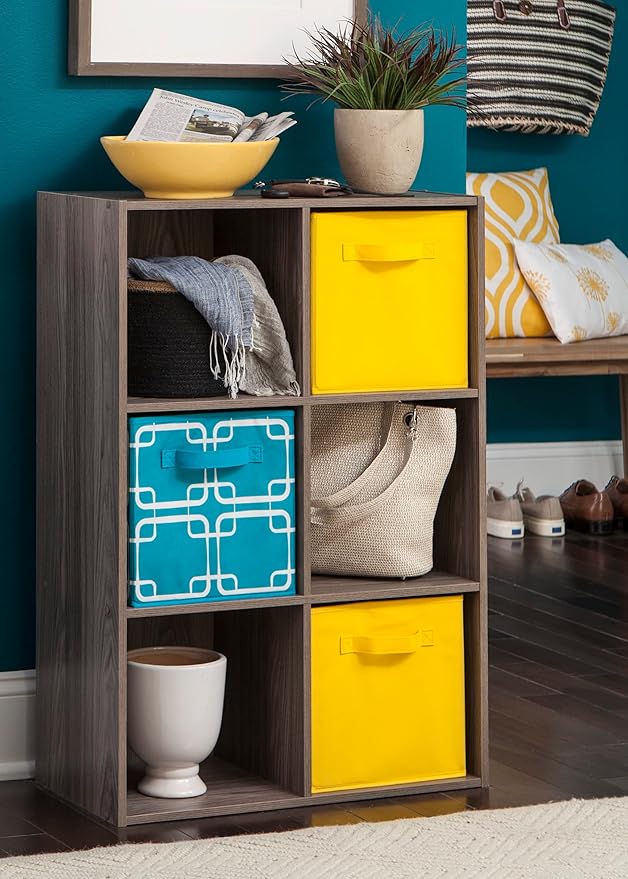 ClosetMaid Cubeicals 6 Cube Storage Shelf Organizer Bookshelf - Vertical & Horizontal Options, Easy Assembly - Natural Gray Wood Finish