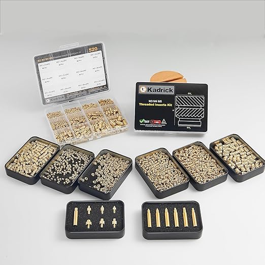 Kadrick 200Pcs M2 Threaded Inserts for 3D Printing Components,M2*3 * 3 Metric Brass Knurled Nuts, Insert by Heat into Plastic Parts