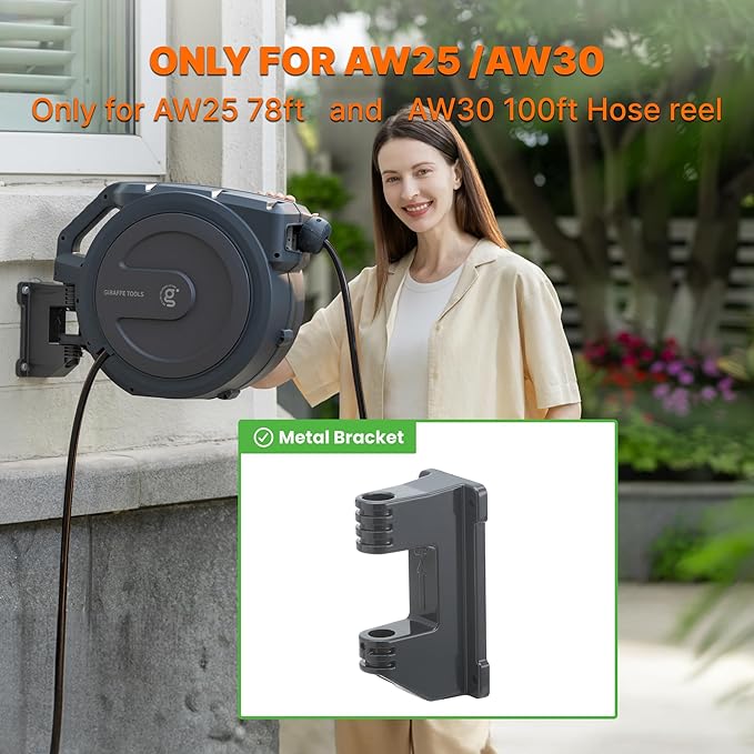 Giraffe Tools PRO Metal Bracket Only for Model AW25/30, 78FT /100FT Hose Reel Swivel Bracket, Not for AW40/50/20