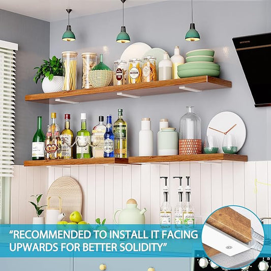 Goovilla Shelf Brackets, Heavy Duty Floating Shelf Bracket 6 Inch for 2×4” Wood Stud, 4 Pack L Brackets for Shelves, White Metal Wall Shelving Brackets, Shelf Support Brackets, 160 lb. Load Capacity