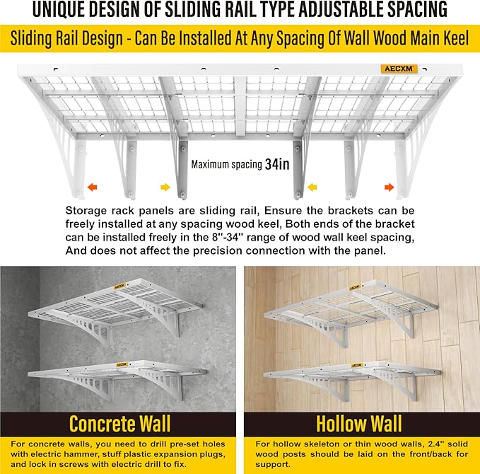 2x3ft 2Pack Wire Shelving Unit Heavy Duty Garage Storage Shelves Wall Mounted White 560lbs Load Capacity(24-inch-by-36-inch)