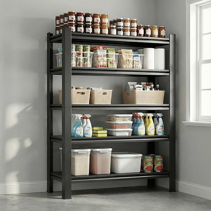 5-Tier Heavy Duty Storage Shelves with Lockable Casters - 3000LBS Capacity with No-Sag Aluminum Boards, Commercial Storage Rack for Garage, Warehouse, Kitchen, 72" Hx31.5 Wx17 D