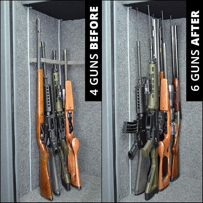 Gun Storage Solutions Rifle Rods Starter Kit with Shelf Liner Gun Organizer System Store More Guns Easy Access for Safety with Nylon Woven Loop Fabric