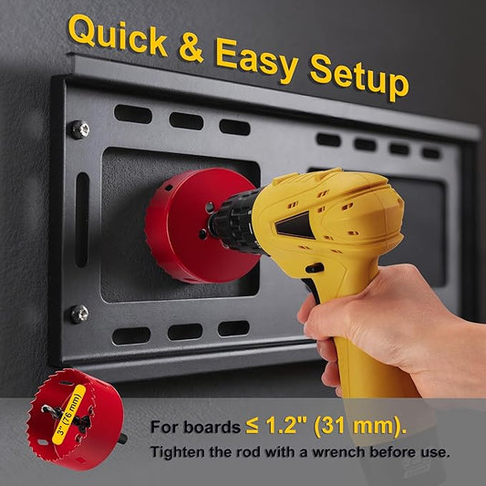 Cord Hider for Wall Mounted TV, in Wall Cable Management Kit for Large Capacity, Wall Cable Hider Behind The Wall, Cable Raceway White Includes Hole Saw Dril Attachment - 2 Pass Locking Brackets