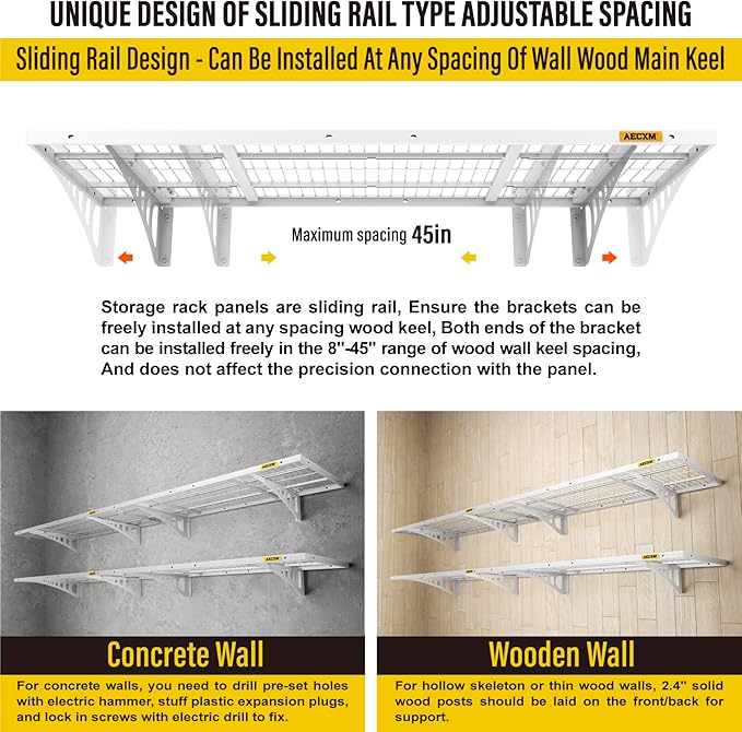 1.64x4ft 4Pack Wire Shelving Unit Heavy Duty Garage Storage Shelves Wall Mounted White 1120lbs Load Capacity(20-inch-by-48-inch)