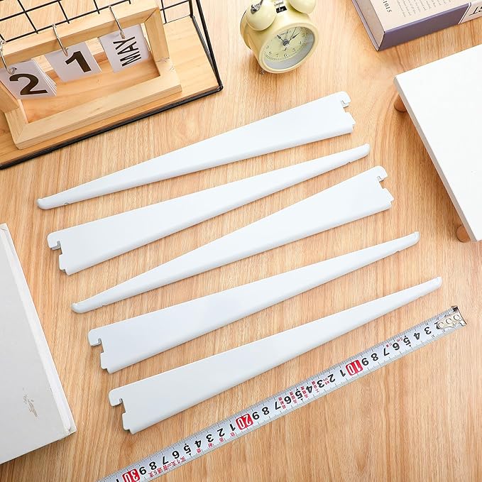20 Pcs Adjustable Shelf Brackets for Double Track System Closet Organization Heavy Duty Wire Shelf Brackets(White,11.5 Inch)