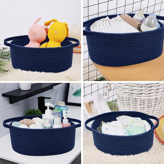 ABenkle Small Woven Basket with Gift Bag and Ribbons, 12" x 8" x 5" - Cute Decorative Gift Basket Nursery Storage Organizer for Baby Showers Holidays
