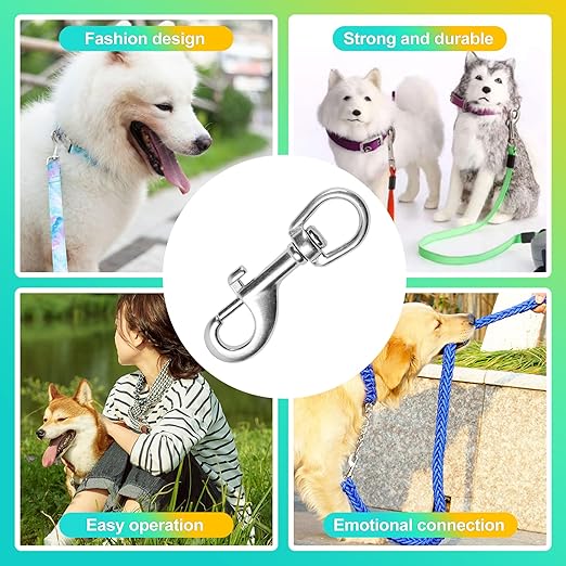 2 Pack 3.5 Inch Heavy Duty Swivel Snap Hooks, Bolt Snap Clips for Dog Leashes, Pet Collars, Ropes & Chains - Durable Dog Leash Hardware, Prong Collar Safety Backup, Pet Accessory