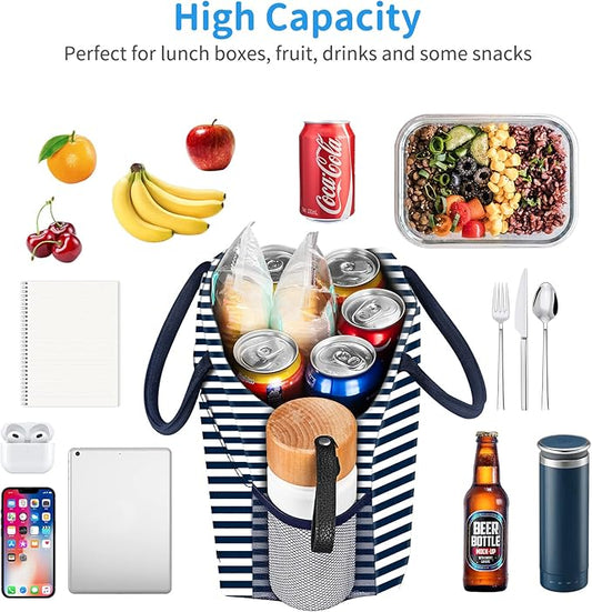 DALINDA Lunch Bag Women, Lunch Box for Women Men Reusable Insulated Lunch Tote Bag, Handbags Case High Capacity for Travel Work Picnic, Navy Blue