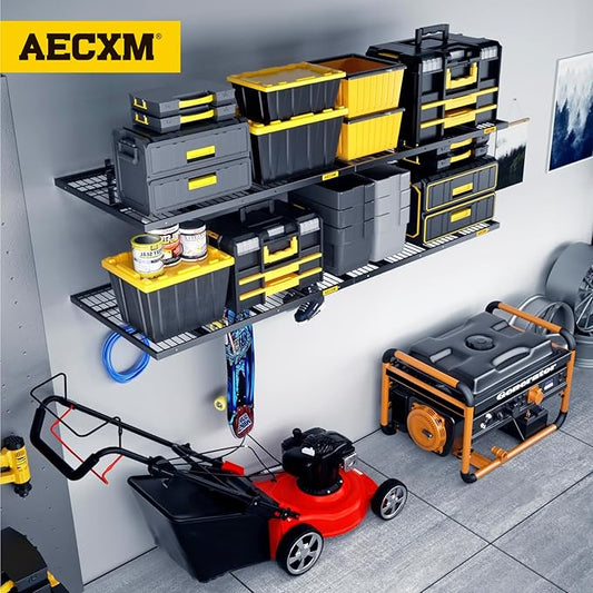 1.64x4ft 4Pack Wire Shelving Unit Heavy Duty Garage Storage Shelves Wall Mounted Black 1120lbs Load Capacity(20-inch-by-48-inch)