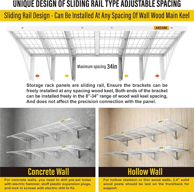 2x3ft 4Pack Wire Shelving Unit Heavy Duty Garage Storage Shelves Wall Mounted White 1120lbs Load Capacity(24-inch-by-36-inch)