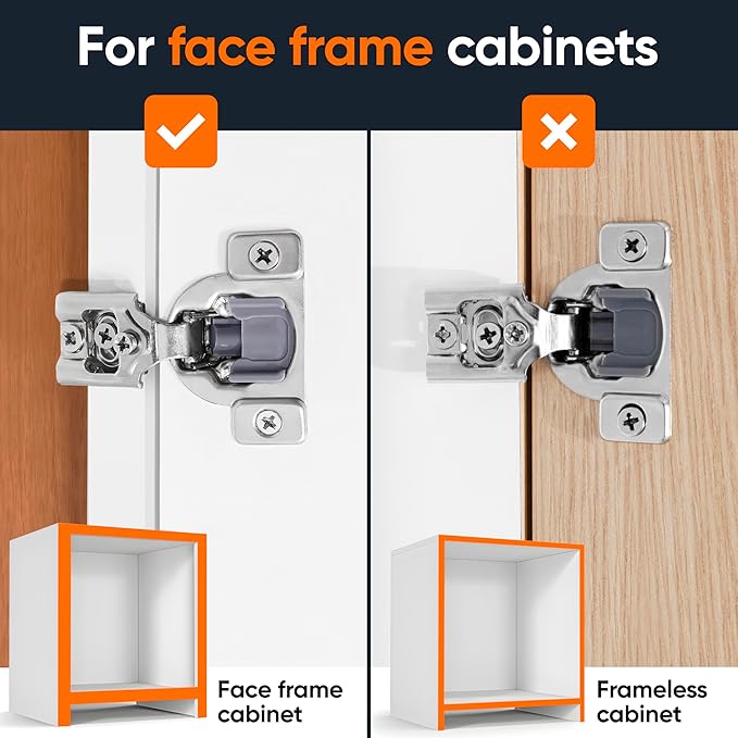 DecoBasics Kitchen Cabinet Hinges - 3/4” (Pack of 10) - Soft Close Cupboard Door Hinges - Home Improvement (Cabinet Hardware) - 3 Way Adjustability & Easy Installation
