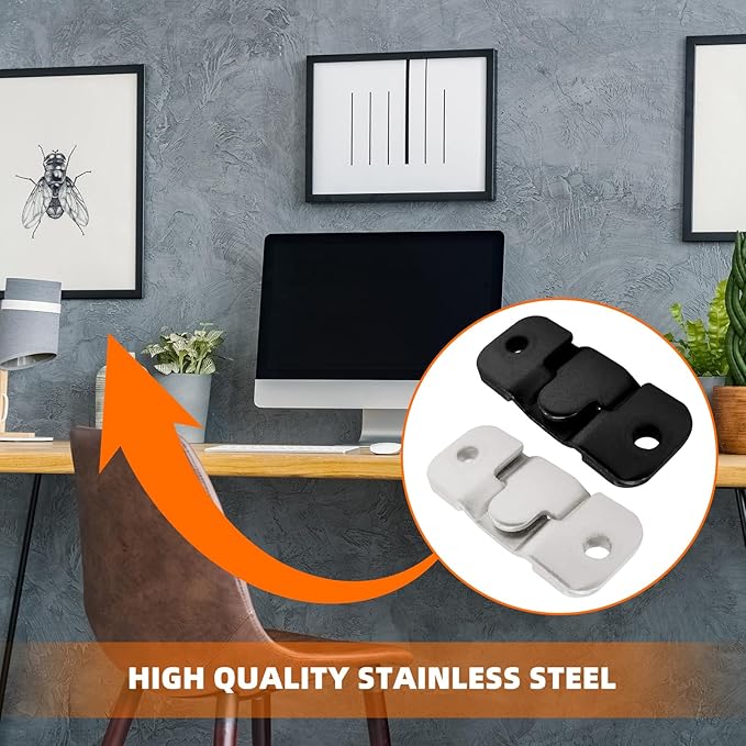 40Pcs (20 Pairs) Flush Mount Bracket, Stainless Steel Interlock Hanging Buckle Z Clips Headboard Wall Mounting Brackets, Heavy Duty Picture Frame Hanger Hook for Display Art Gallery (43 x 18.5mm)