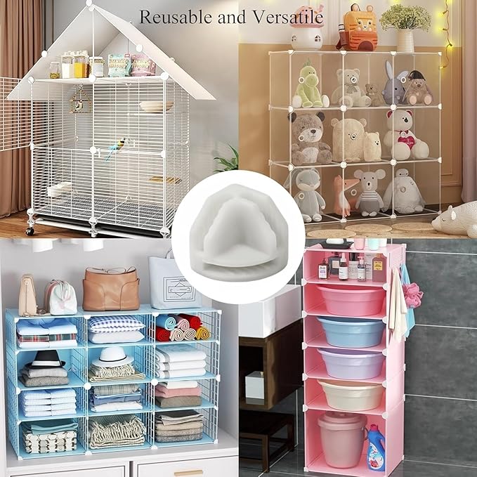 10Pcs Wire Cube Connectors, White Wire Cube Storage Connectors Corner Wire Grid Cube Shelf Plastic Connectors Clips for Wire Cube Storage Shelving Unit and Modular Closet Organizer, SATONBEYI