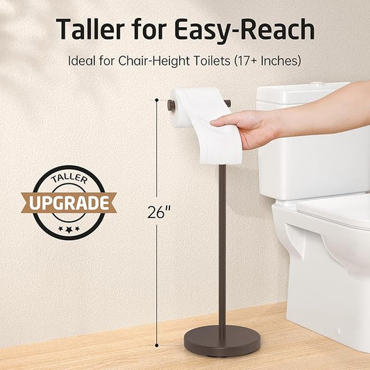 KES Bronze Toilet Paper Holder Stand 26" H, Toilet Roll Holder Free Standing with Heavy Weighted Base, 18/8 Stainless Steel, BPH283S66-BB
