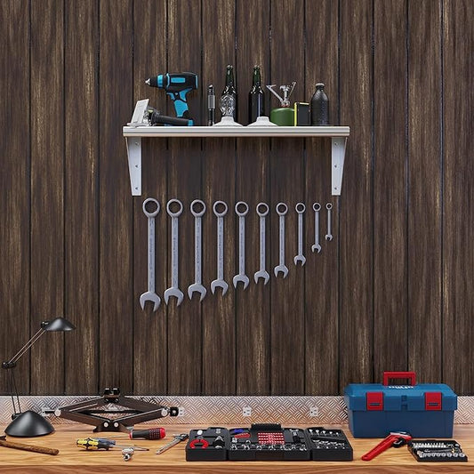 NSF Certified 18 Gauge Heavy Duty Stainless Steel Wall Shelf with Brackets for Kitchens, Utility Rooms, Storage, Offices & Home (36"x8")