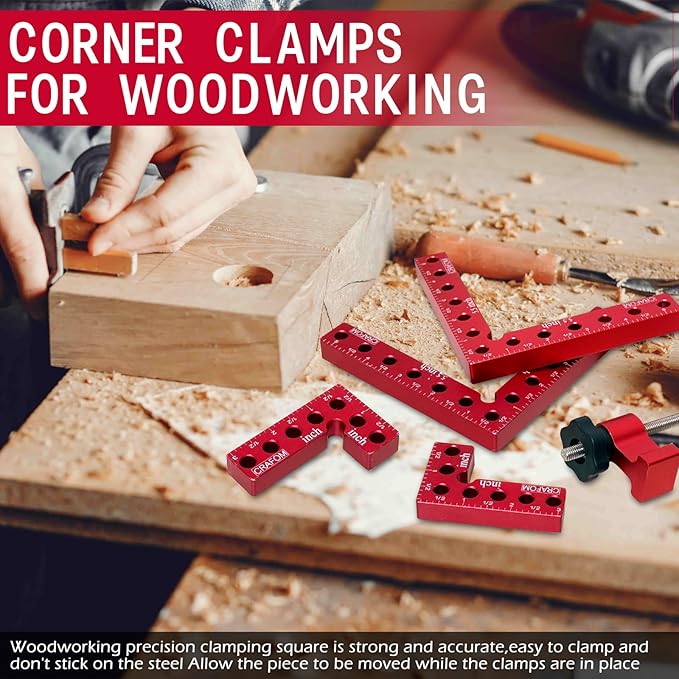 Corner Clamp for Woodworking, 90 Degree Corner Clamp With Box, Set of 8(3” 5.5”) Aluminum Alloy Right Angle Clamp, Wood Working Tools, Positioning Squares for Frame, Box, Cabinets, Drawers.