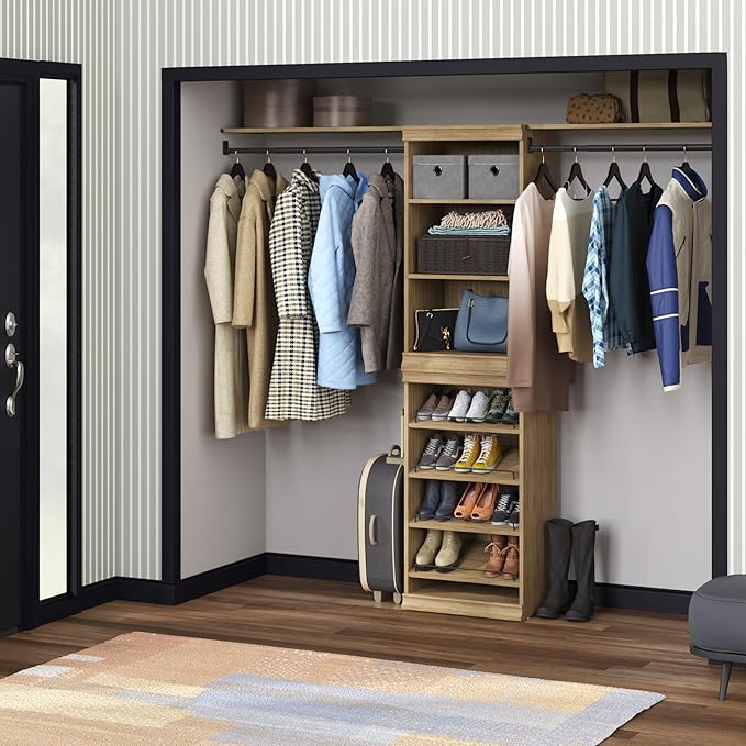 ClosetMaid Modular Storage Shelf and Hang Rod Kit, Sand