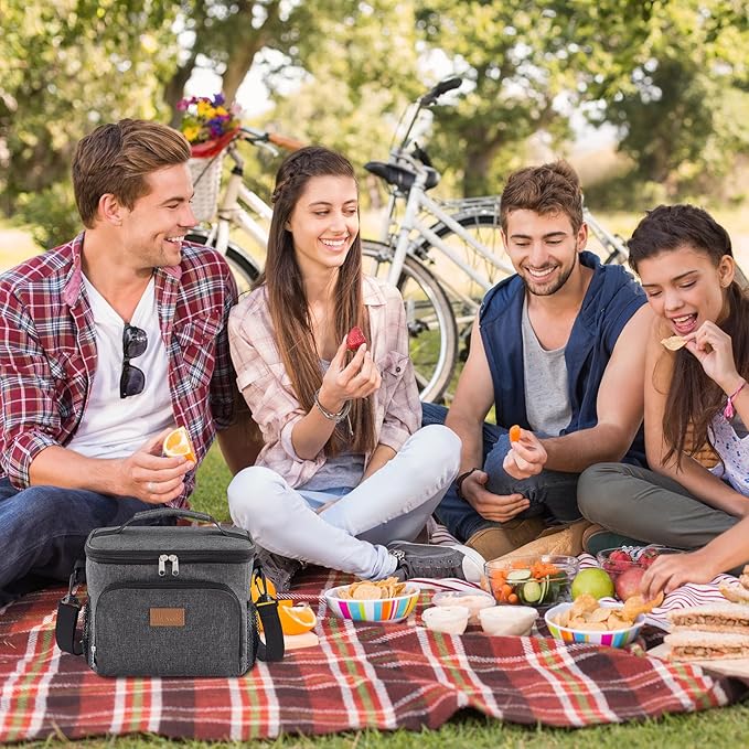 Lifewit Reusable Insulated Lunch Bag, Portable Cooler Freezable Soft Lunchbox Leakproof with Adjustable Shoulder Strap for Men Women Adult for Work Picnic or Travel, 9L 12 Can, Dark Gray