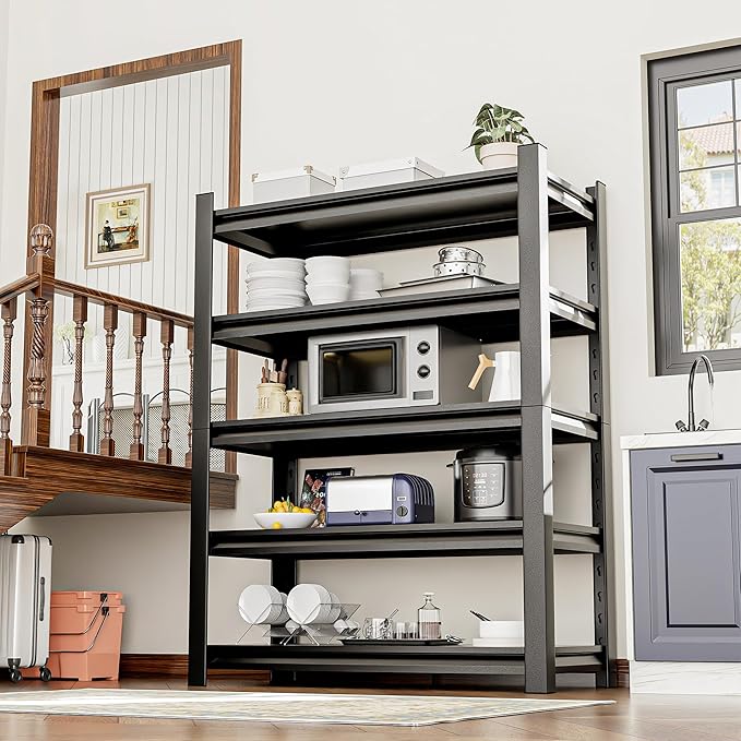 Heavy Duty Garage Shelving,78" Hx48 Wx18 D 5-Tier Storage Shelves,3000 lbs Capacity,Easy Assembly Adjustable Stainless Metal Shelf,Suitable for Garage Basement Office Farmhouse etc(2pcs)
