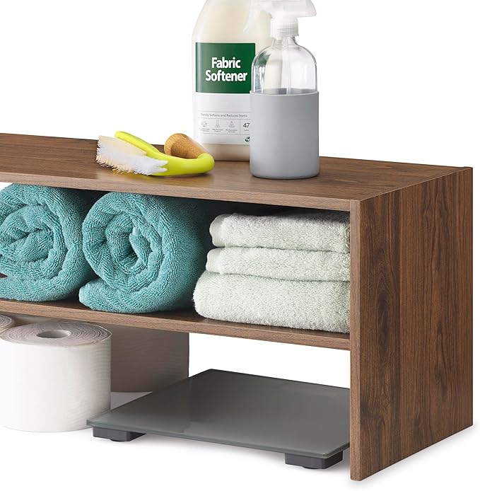 Whitmor Wood Stackable 2-Shelf Shoe Rack, Walnut, 24 inches,2 Pack