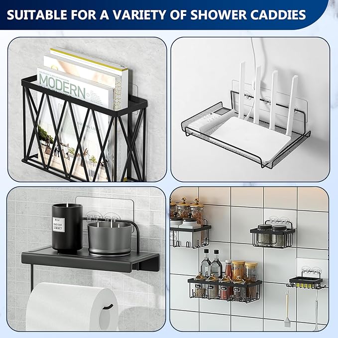DSJIFGEW Shower Caddy Adhesive Replacement Stickers - 6 Pack No Drilling Shower Caddy Adhesive Strips, Strong Adhesive Hooks for Shower Caddy Bathroom Storage Shelves and Kitchen Racks & Soap Holder
