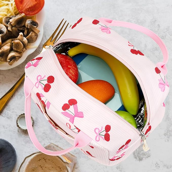 Bluboon Lunch Bag for Women Men Cute Corduroy Lunch Tote Bags Reusable Insulated Lunch Box Large Capacity Reusable Insulated Cooler for Work Picnic or Travel