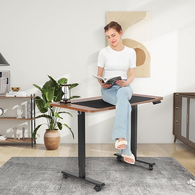 farexon Electric Standing Desk Adjustable Height, 71 x 28in Sit Stand up Desk with Outlets, Mouse Pad,Wheels,3 USB Ports & 3 Power Outlets, Casters, Hooks,4 Memory Preset Heights Home Office,Oak