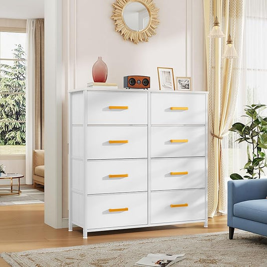 YITAHOME Fabric Dresser for Bedroom, Tall Storage Tower with 8 Drawers, Black Dresser & Chest of Drawers, Storage Drawer Organizer for Closet, Living Room