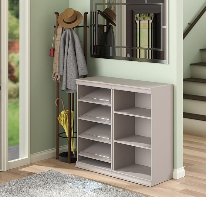ClosetMaid Modular Storage Shelf Unit with Angled Shoe Shelves, Taupe