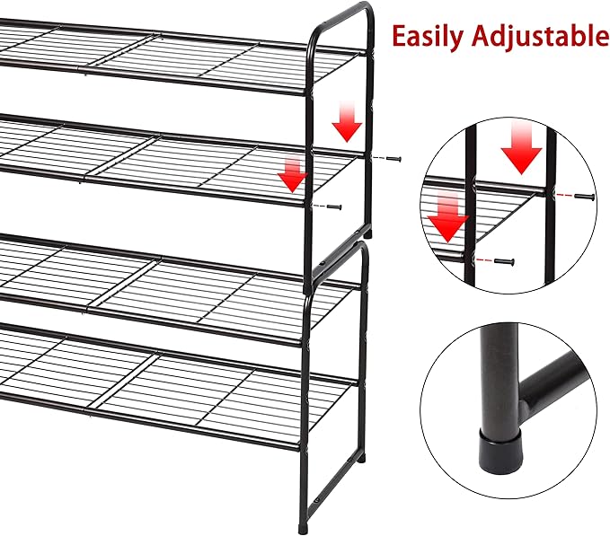 SUFAUY 2 Tier Shoe Rack, Closet Metal Shoe Rack Organizer Heavy Duty, Stackable, Bronze