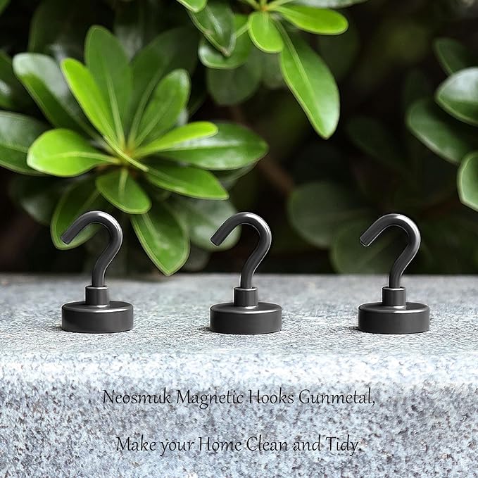 Neosmuk Magnetic Hooks, Heavy Duty 40lb+ Strong Magnet Hook for Cruise Cabins, Cruise Ship Essentials for Hanging, Metal Wall Refrigerator Hangers (Grey, 10 Pack)