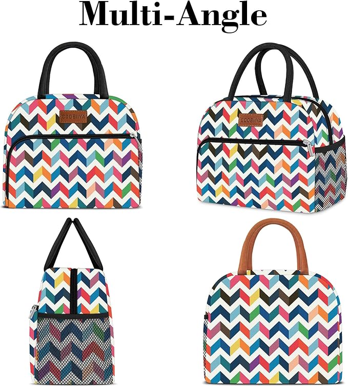 Coobiiya Lunch Bag Lunch Box for Women Men, Reusable Cute Lunchbag - Leakproof, Adult Insulated Lunch Box Tote with Large Capacity, Cooler Container for Work, Travel, Office(Pattern)