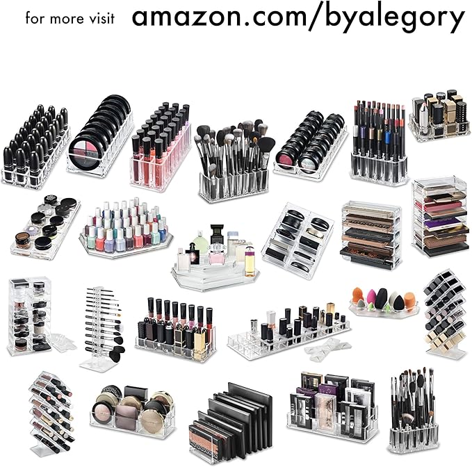 byAlegory Premium Beauty Organization Acrylic Lipstick Organizer & Beauty Container 24 Space Storage (Clear)
