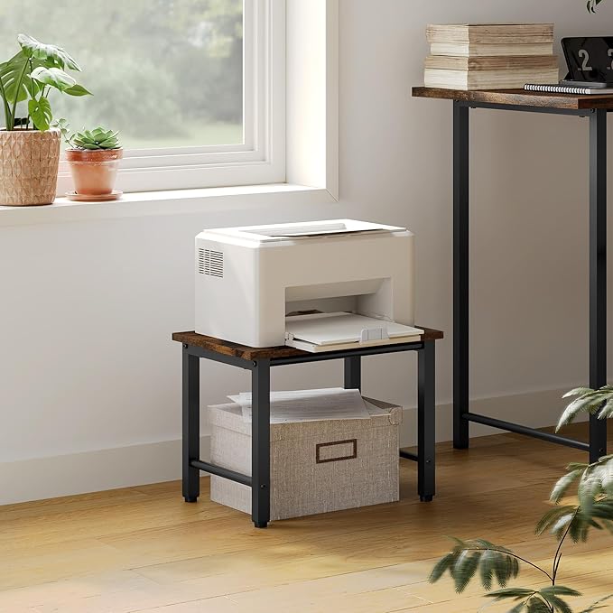 Printer Stand-Desktop Shelf Storage Organizer for Printers,Small End Table, Book Shelf and Wooden Desk Shelf for Home Office