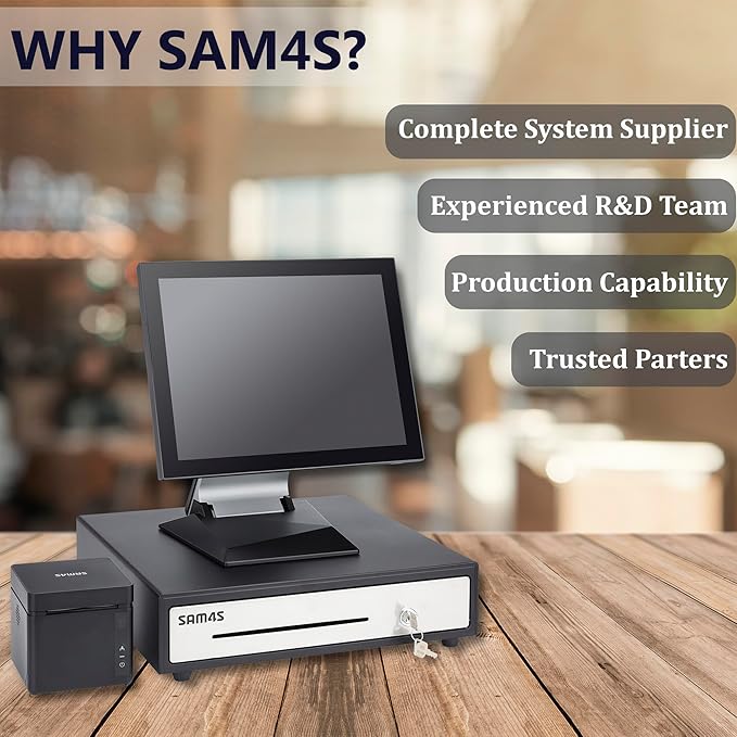 SAM4s 16" Heavy Duty Black Manual Push Open Cash Drawer with 5Bill/5Coin Stainless Steel
