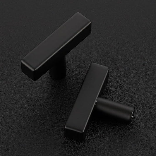 25 Pack Black Cabinet Knobs - Sqaure Bar Cabinet Pulls Matte Black Knobs for Kitchen Drawer Stainless Steel Dresser Pulls for Kitchen Hardware 2in Length Single Hole